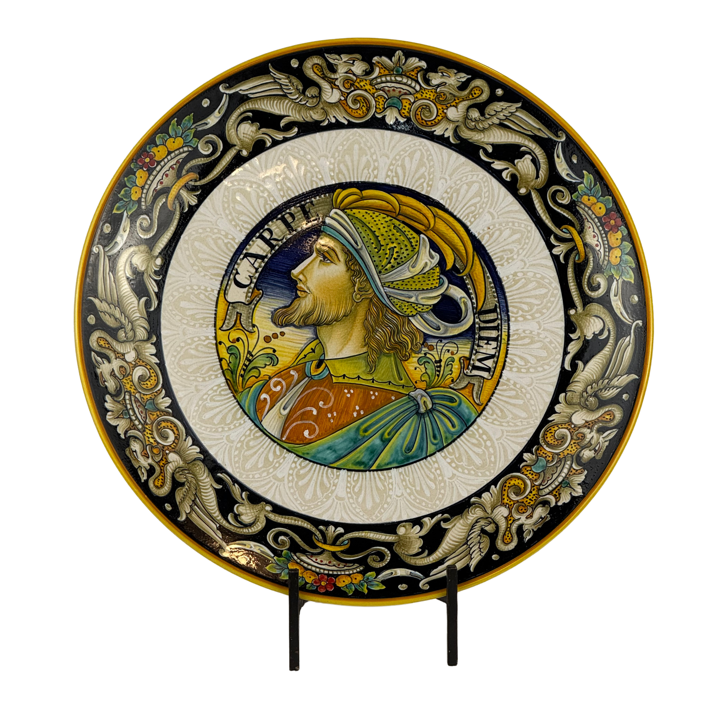 Plate featuring man Carpe Diem - Ø35 cm