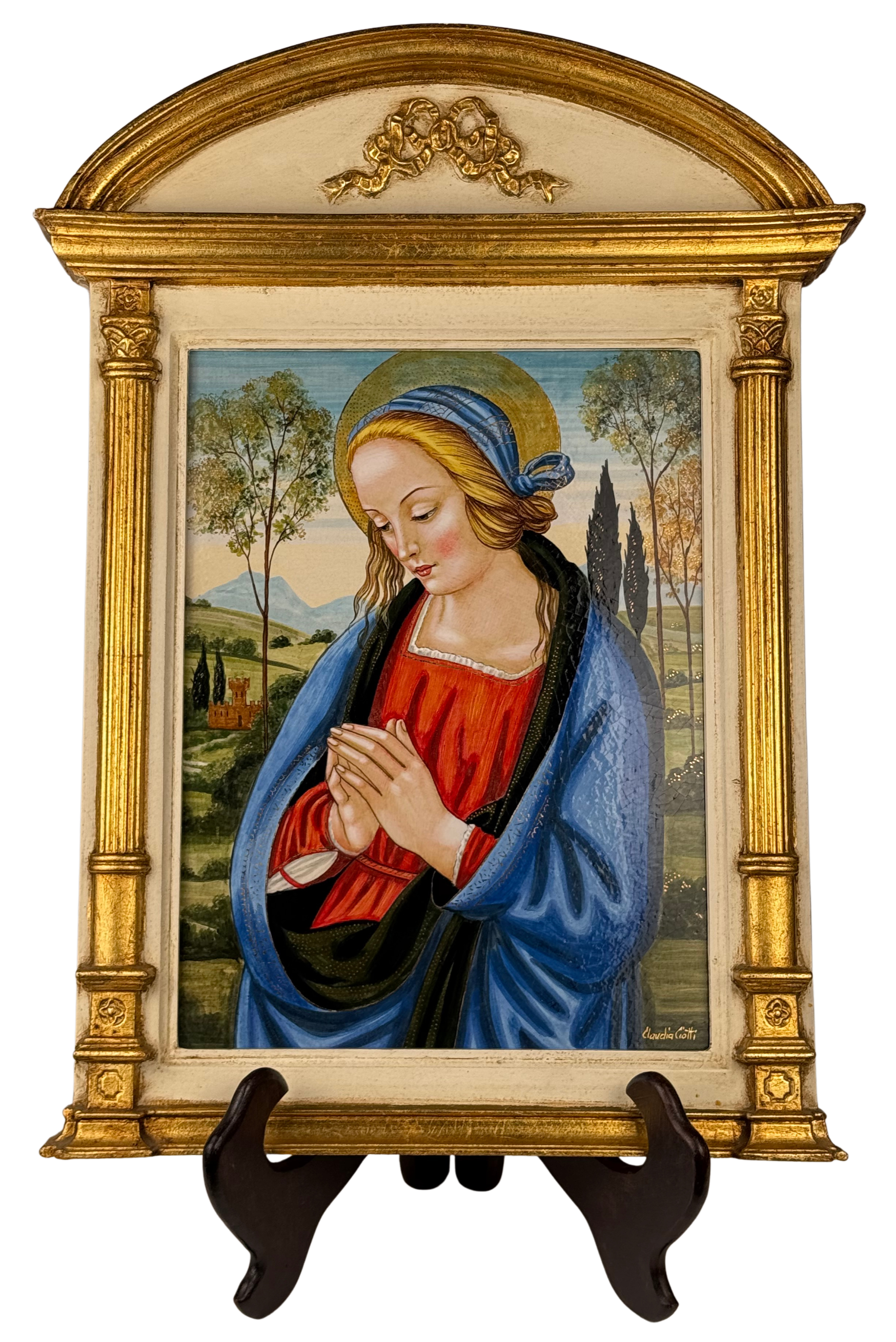 Quadro Madonna c/b fondo paesaggio Perugino