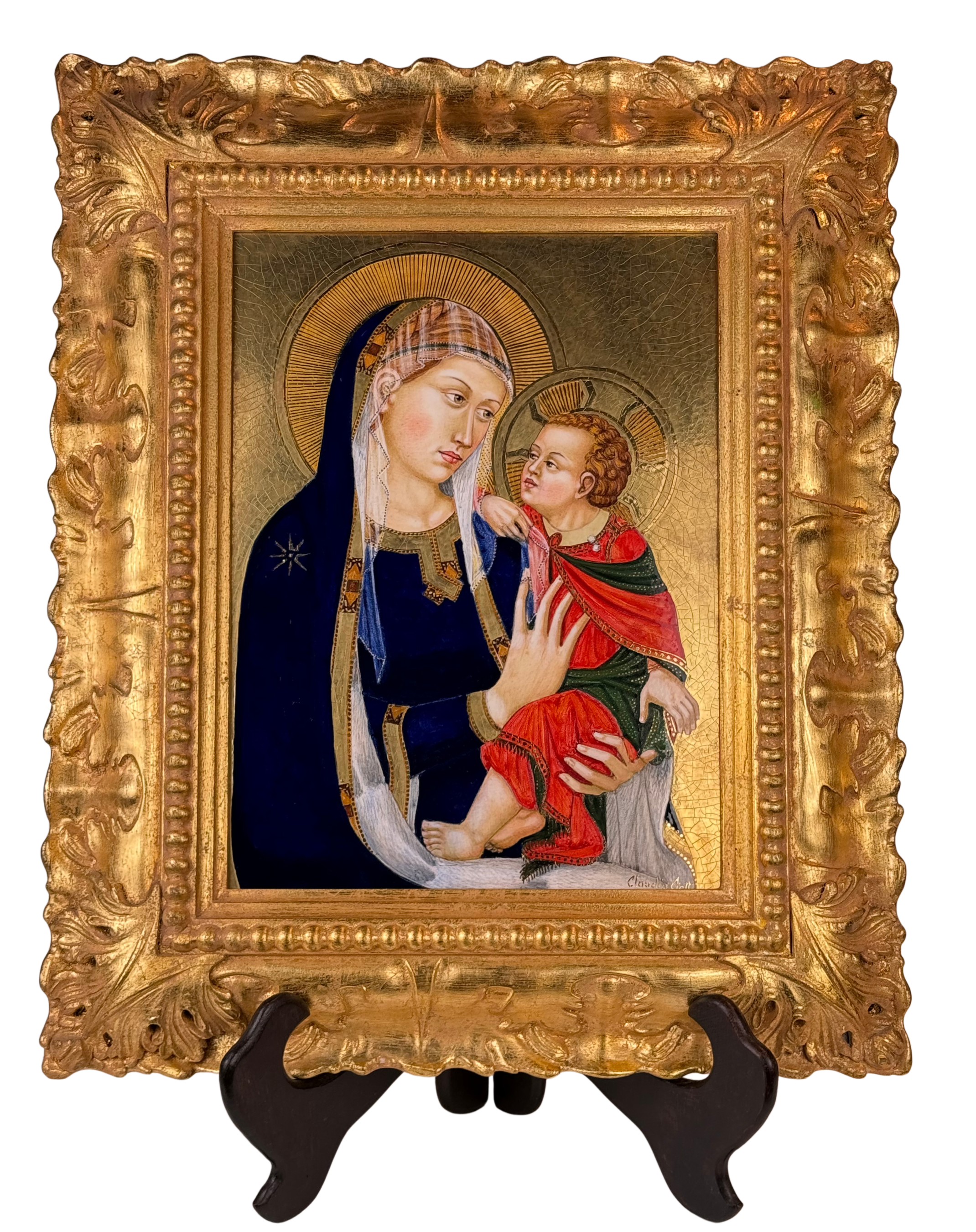 Quadro Madonna c/b fondo oro