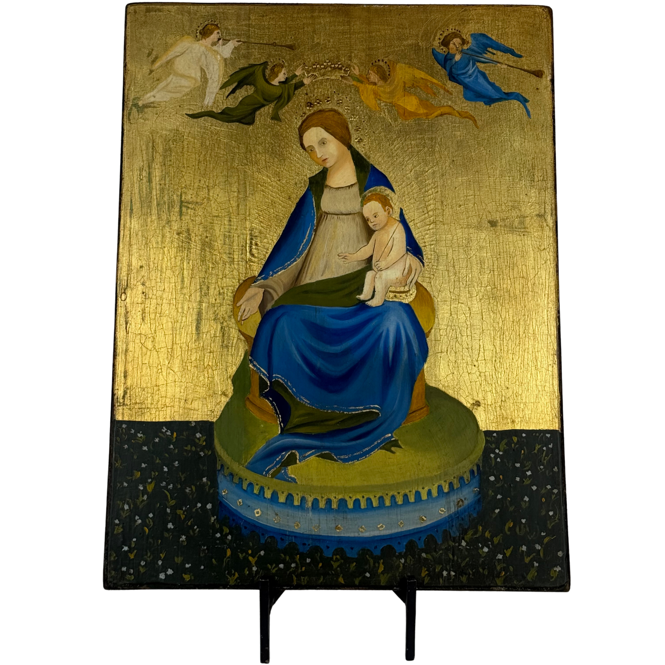 Icona Madonna c/Bambino olio/tavola - 30x40 cm