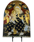Icona Madonna dell'Umiltà e angeli olio/tavola corn.arrotond.