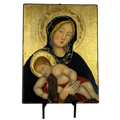 Icona Madonna c/Bambino olio/tavola - 23x30 cm