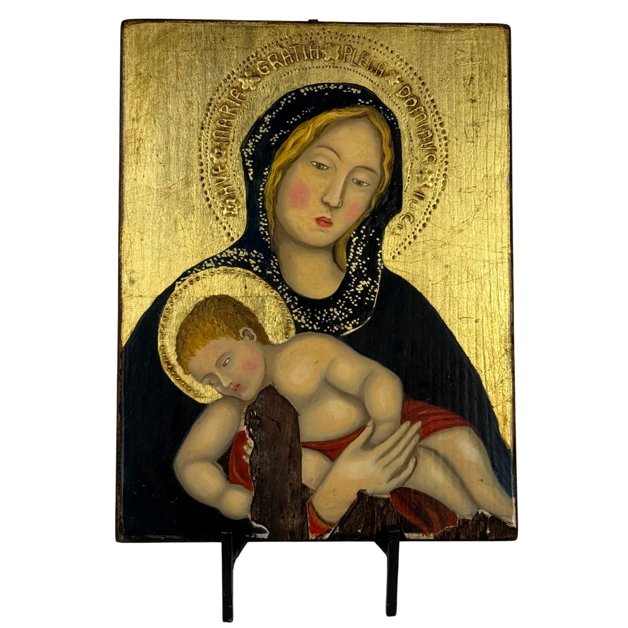 Icona Madonna c/Bambino olio/tavola - 23x30 cm