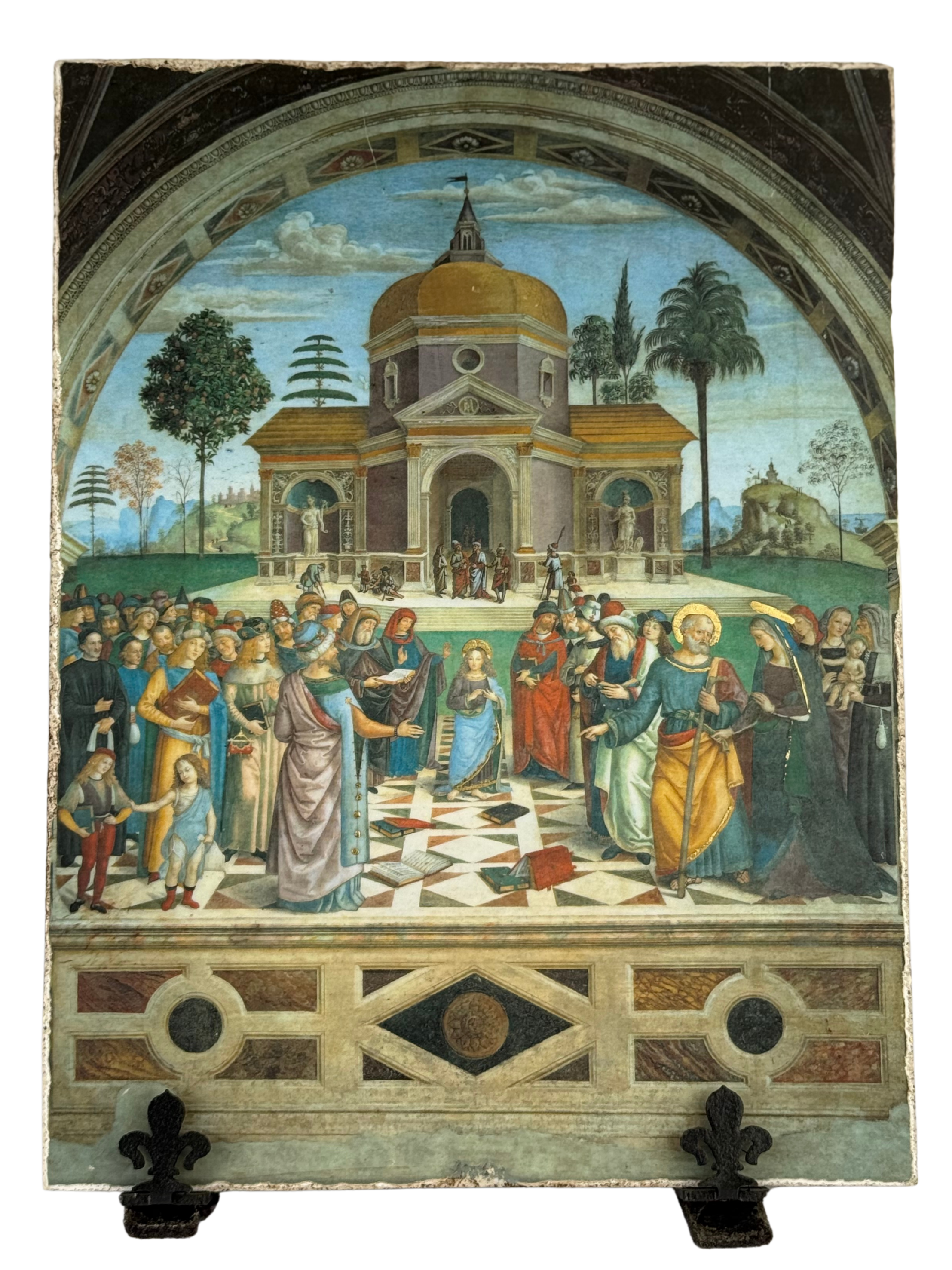 Mattonella fresco/calce  Disputa di Gesù con i Dottori - 19x25 cm