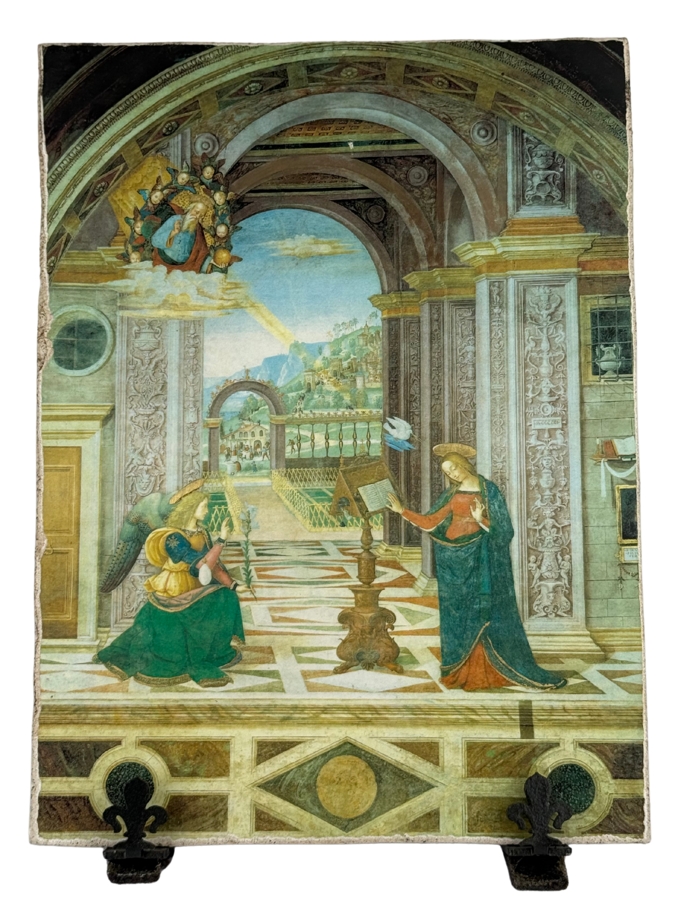Mattonella fresco/calce  Annunciazione - 19x26 cm