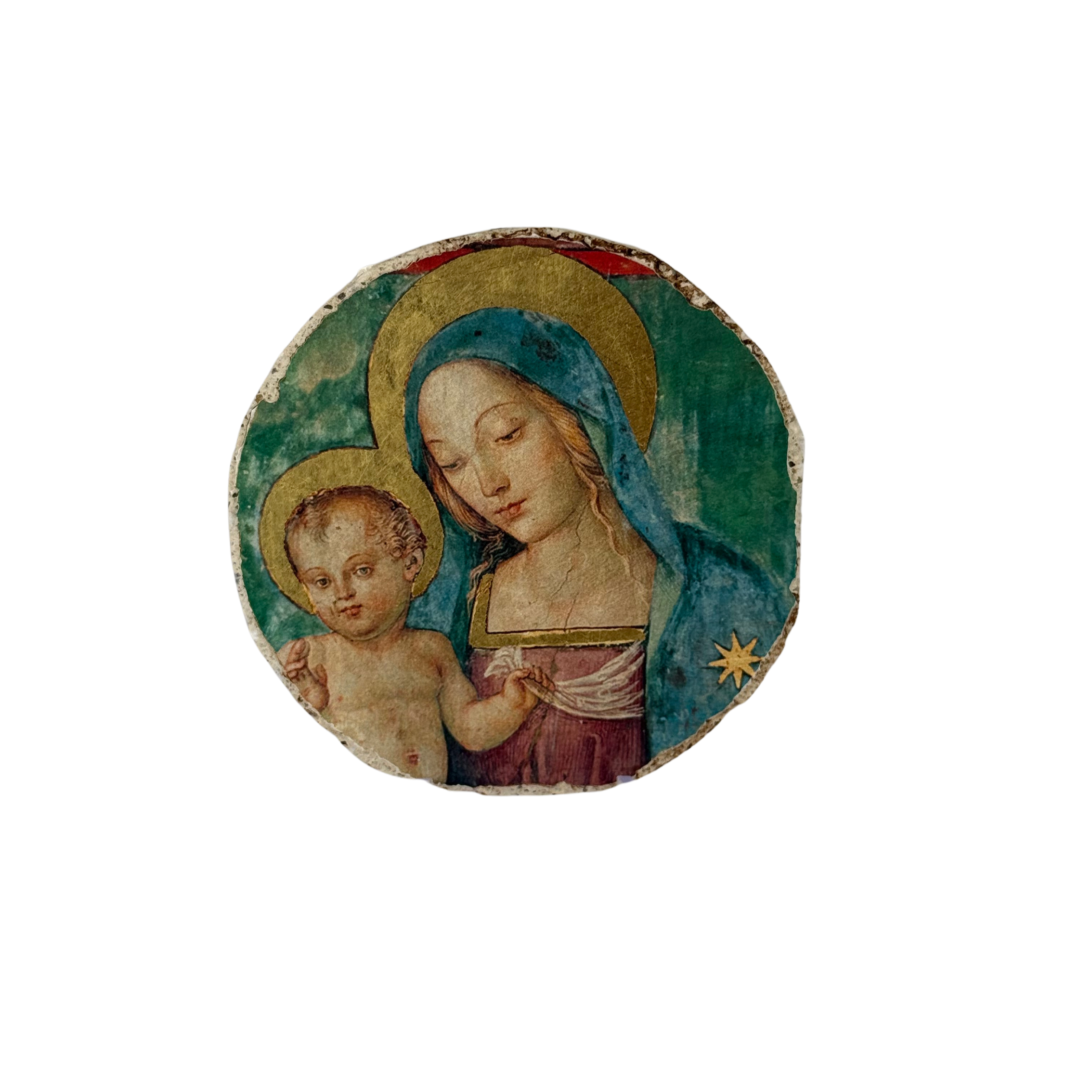 Fresh medallion/lime Madonna with Child