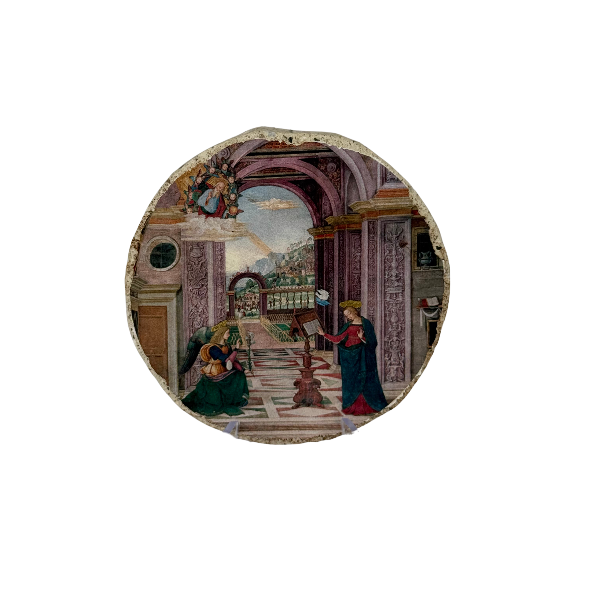 Medaglione fresco/calce  Annunciazione - Riproduzione - Pinturicchio - Decoro B