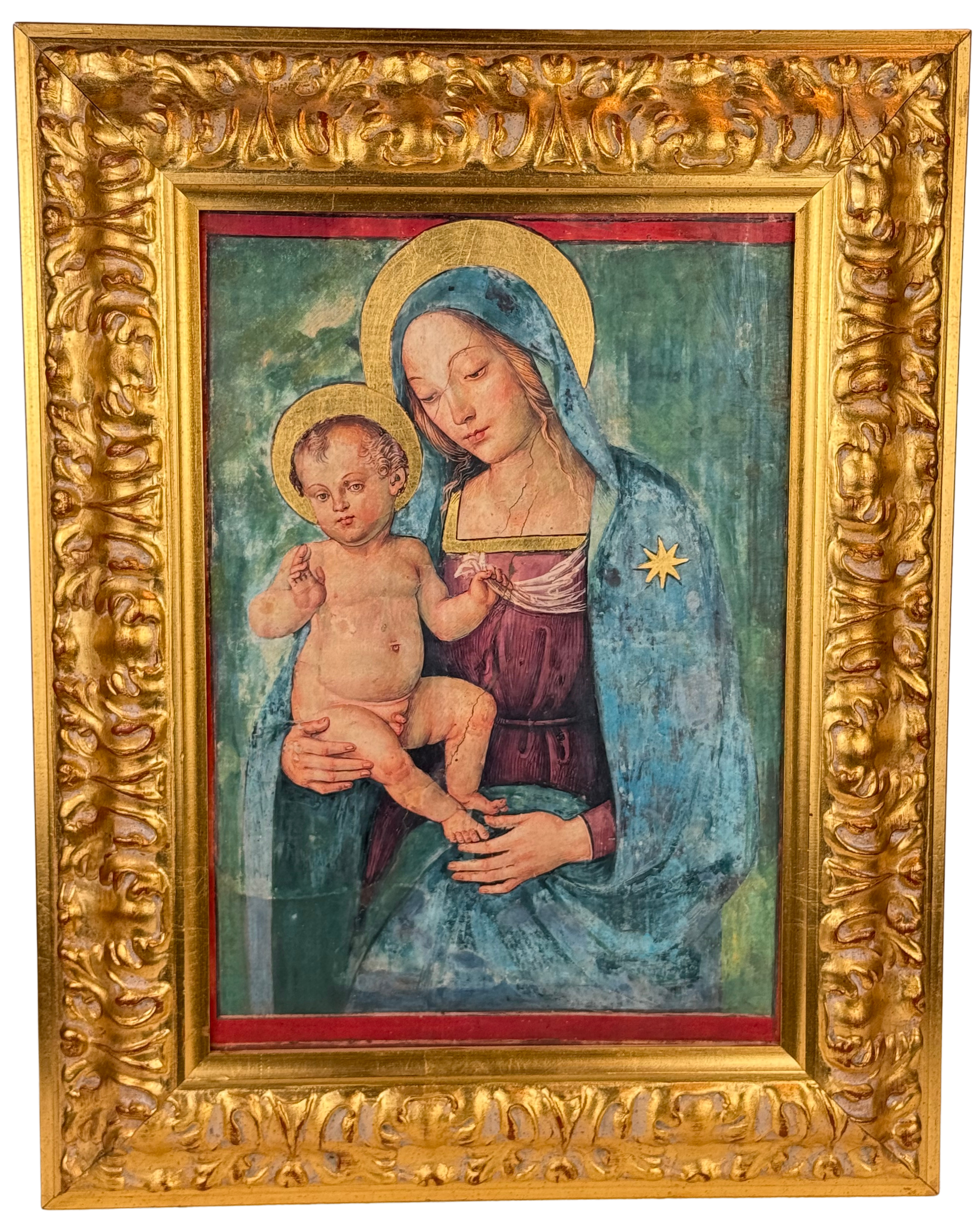 Painting Madonna with Child oil/canvas - 43x55 cm (Reproduction - Pinturicchio)