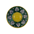 Piattino giallo/grigio foglie rilievo