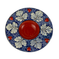 Piattino rosso/blu foglie rilievo