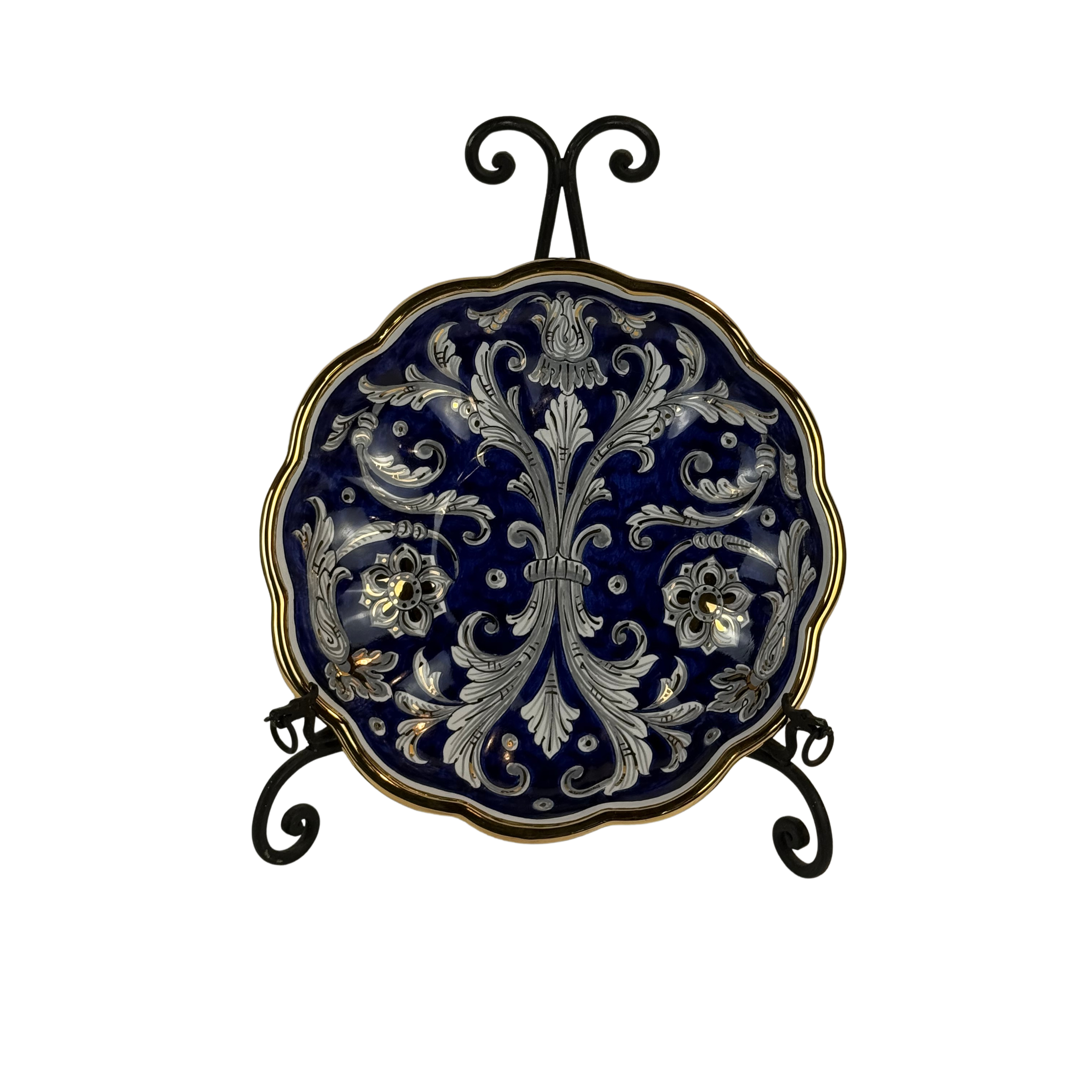 Piatto Blu/Oro smerlato - Ø25 cm