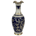Scalloped Blue/Gold Vase