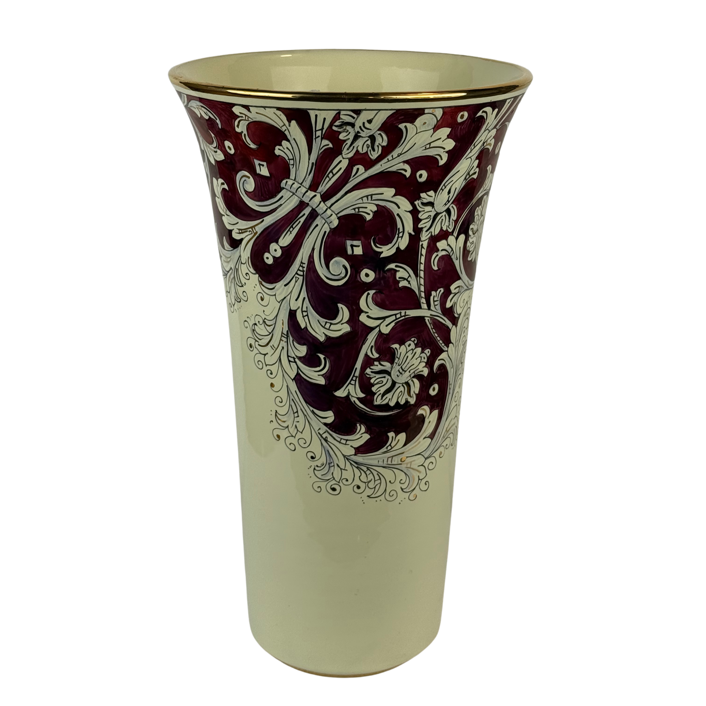 Tall flared Rub/Gold vase